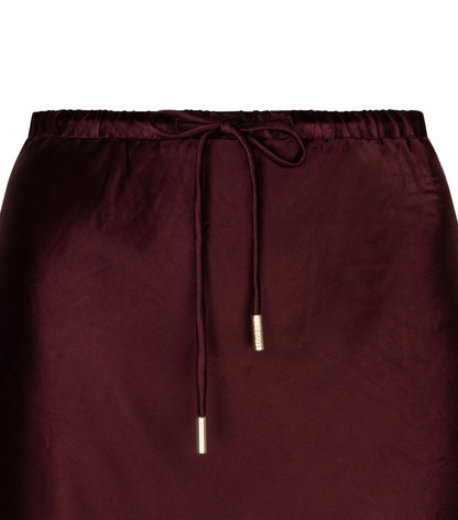Long Acetate Skirt in Merlot