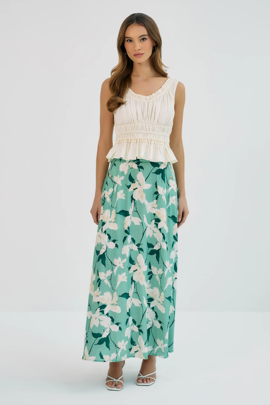 Nemy Skirt in Green / Ivory
