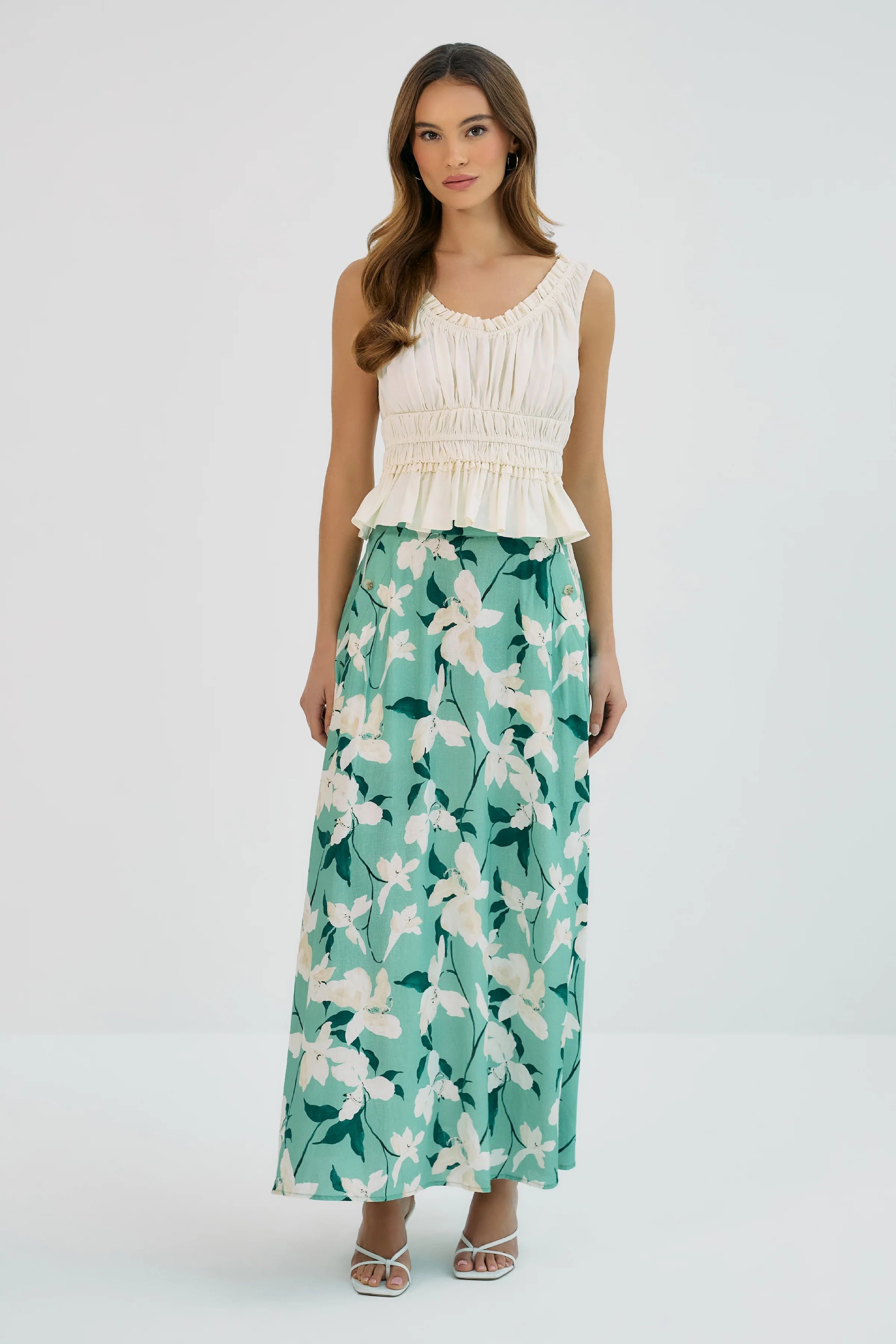 Nemy Skirt in Green / Ivory