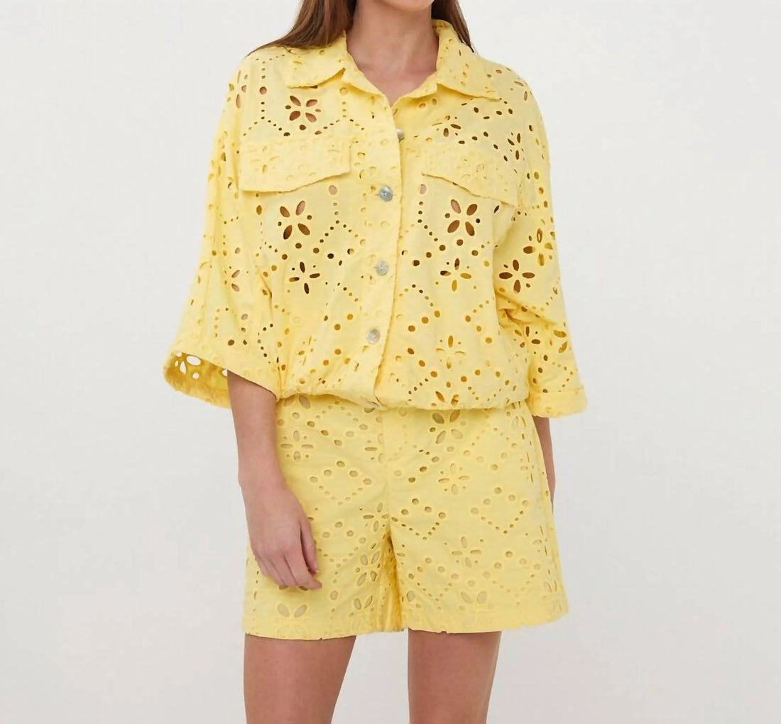 Anglaise Eyelet Jacket in Lemon