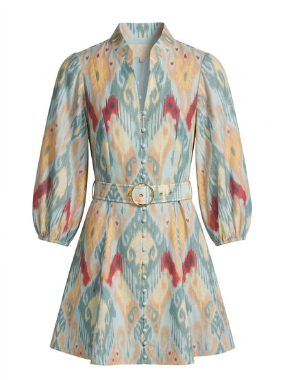 Valencia Mini Dress in Misty Ikat