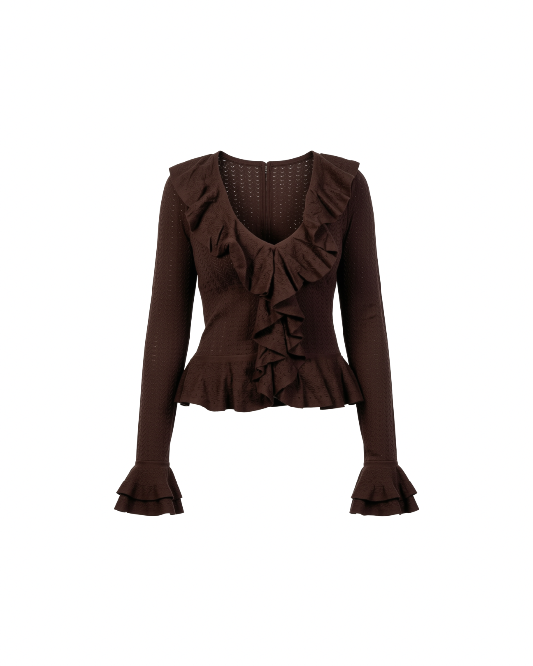 Marley Top in Brown Pointelle Knit