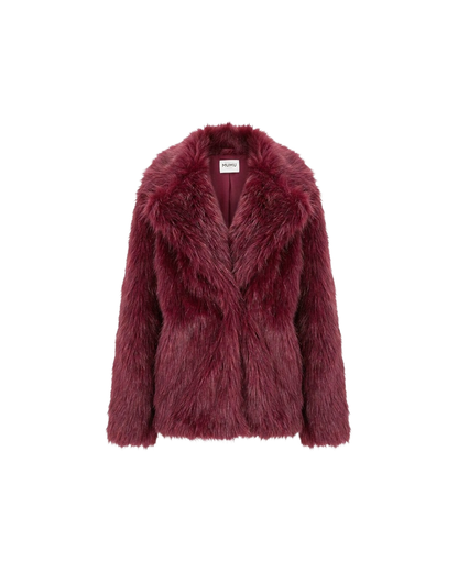 Salt Lake Fur Coat in Merlot Knit Faux Fur