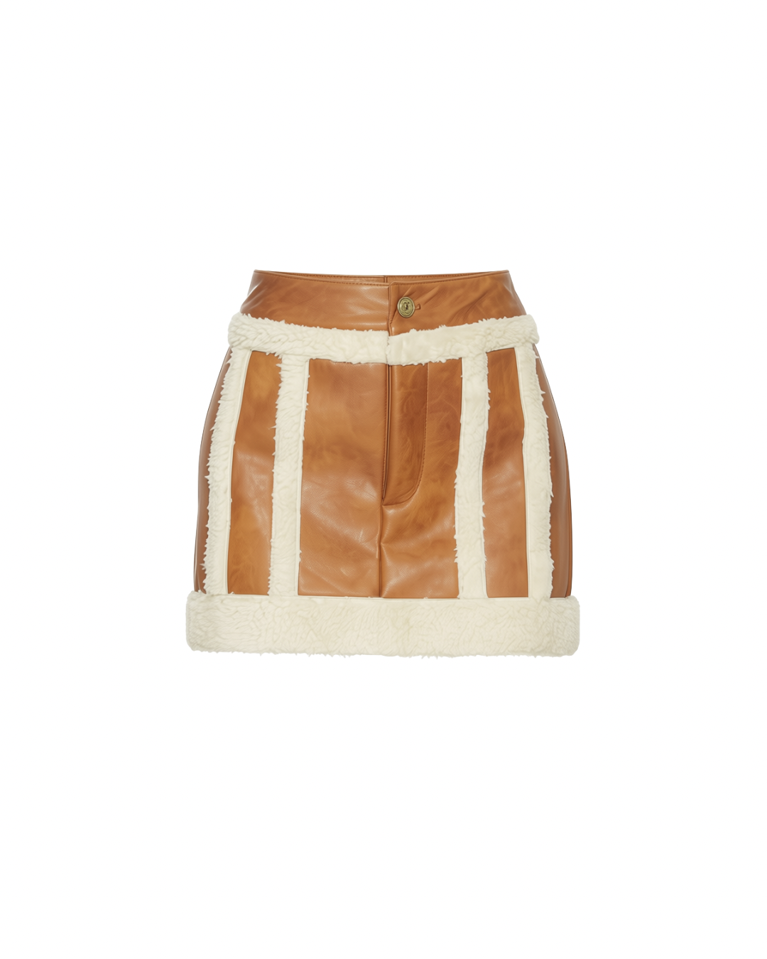 Laurel Canyon Skort in Cognac Faux Leather with Sherpa