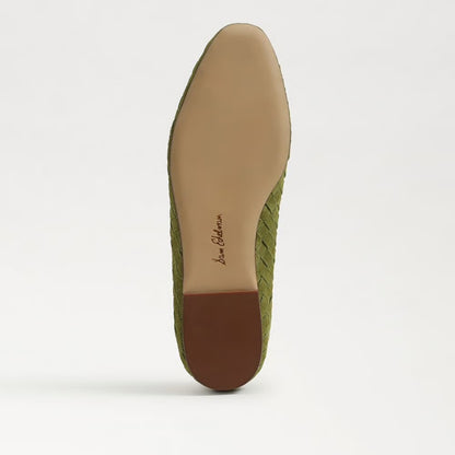 Ruthie Woven Ballet Flat in Olive Suede