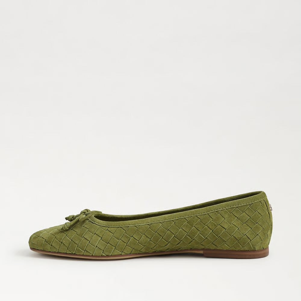 Ruthie Woven Ballet Flat in Olive Suede