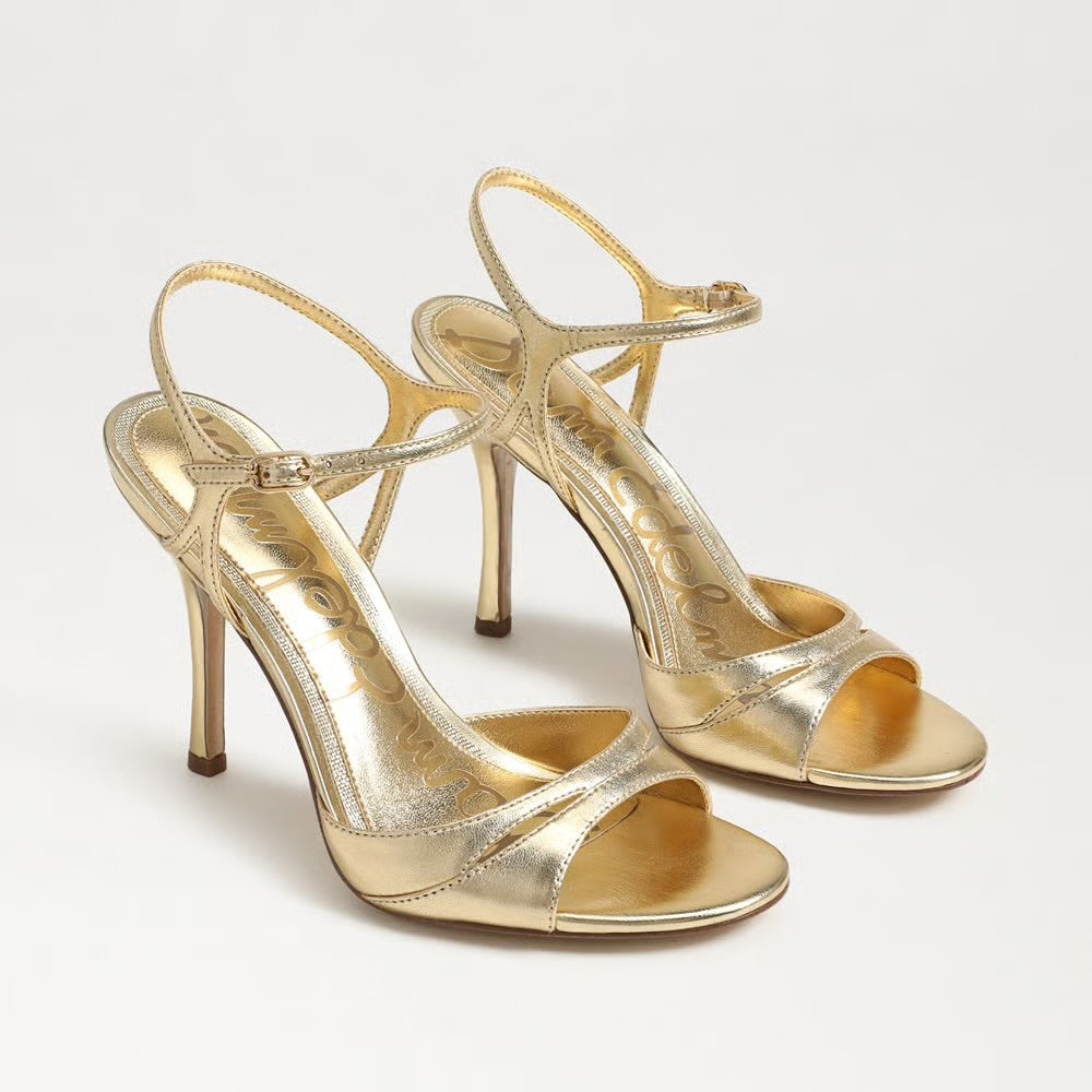 Cressida Stiletto Sandal in Gold Leather