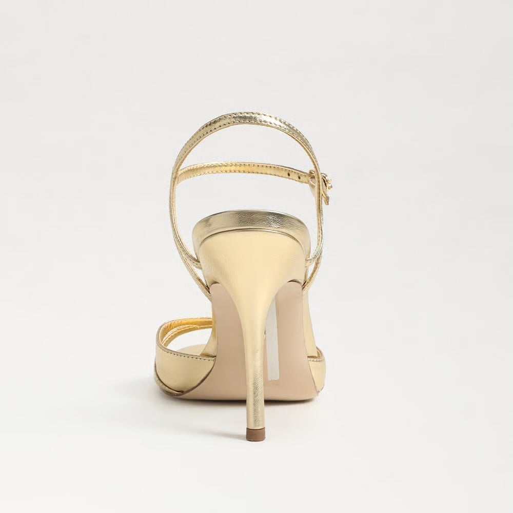 Cressida Stiletto Sandal in Gold Leather