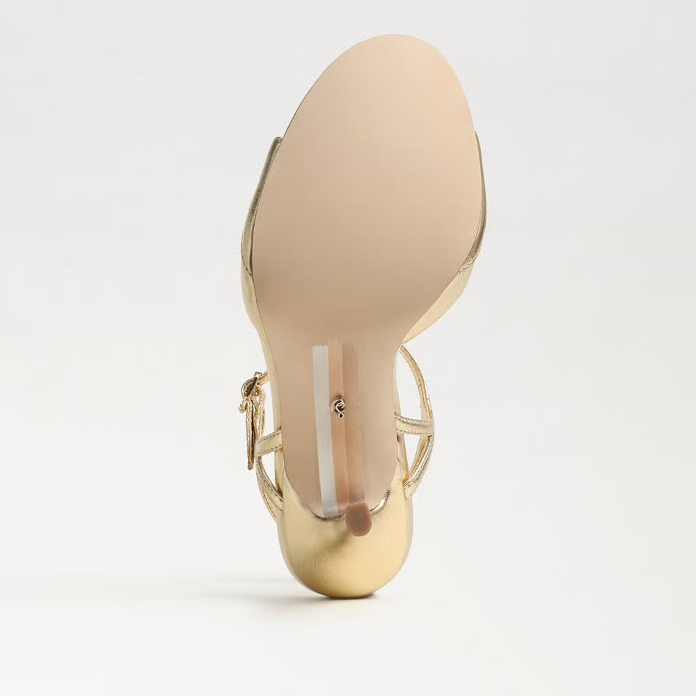 Cressida Stiletto Sandal in Gold Leather