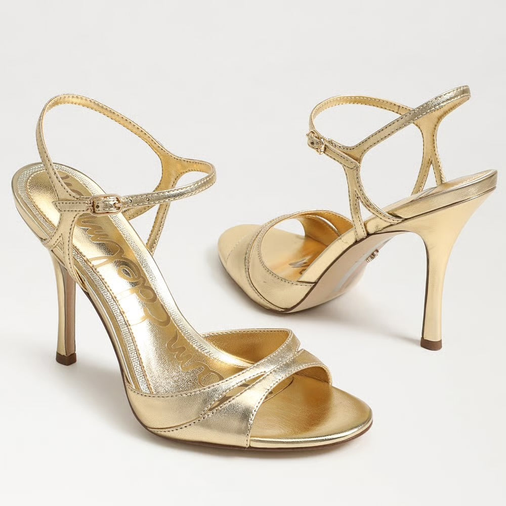 Cressida Stiletto Sandal in Gold Leather