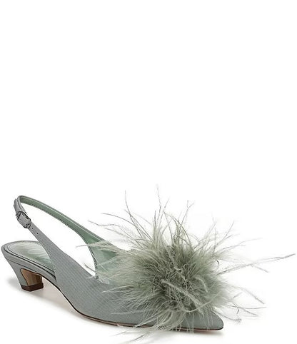 Finch Feather Slingback Pump in Sage Sky