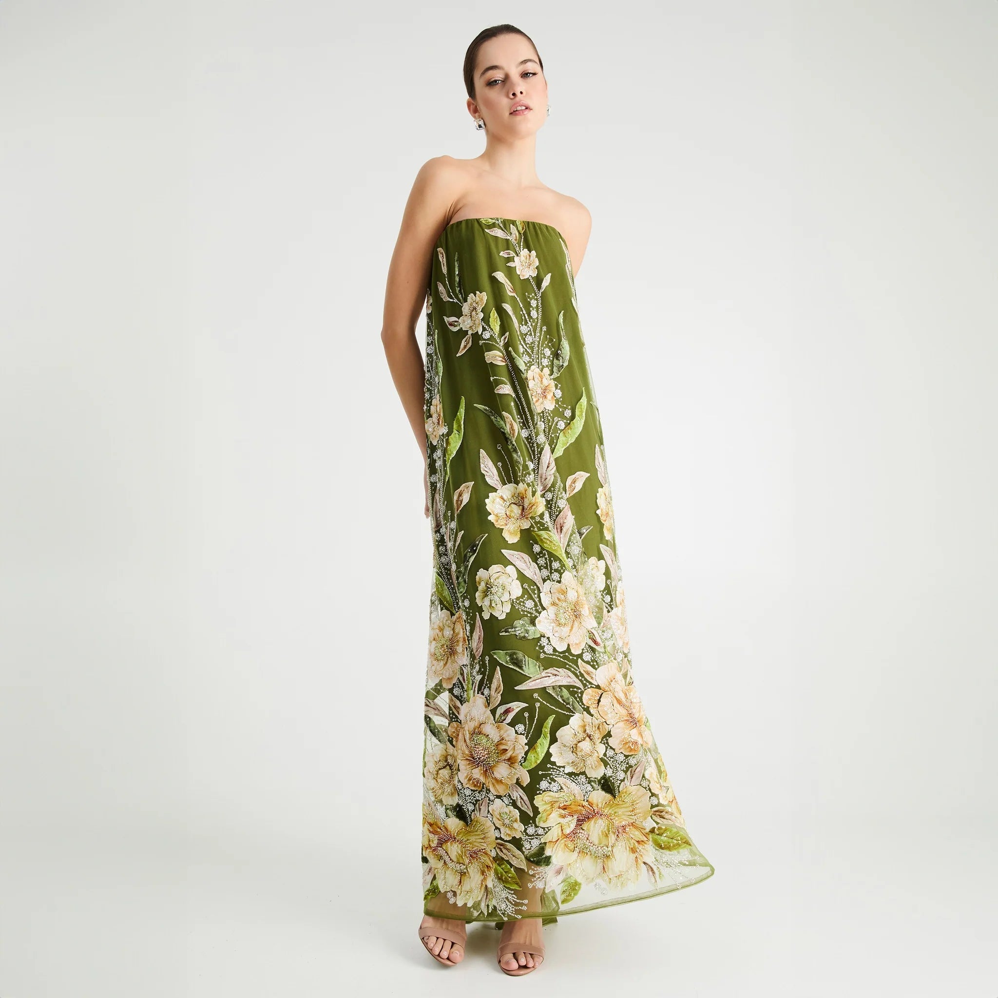 Margot Dress in Olive Floral