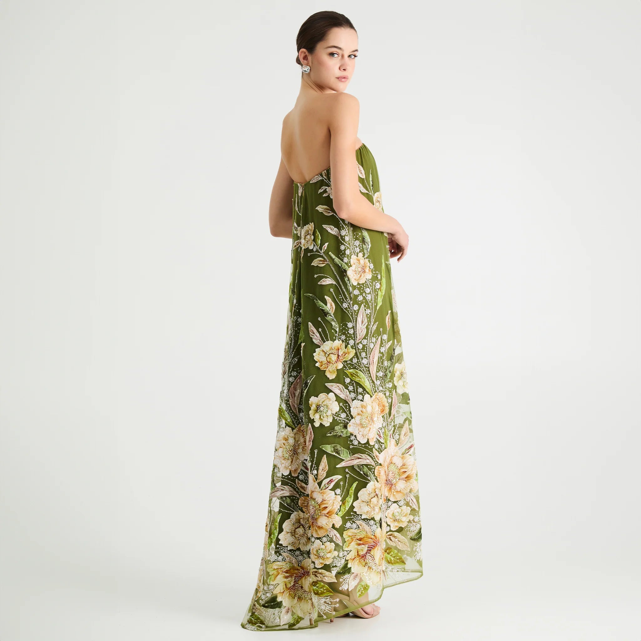 Margot Dress in Olive Floral