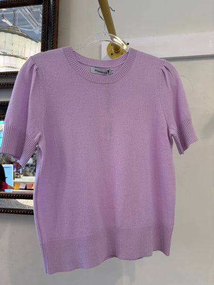 Short Puff Sleeve Polo Sweater in Lilac