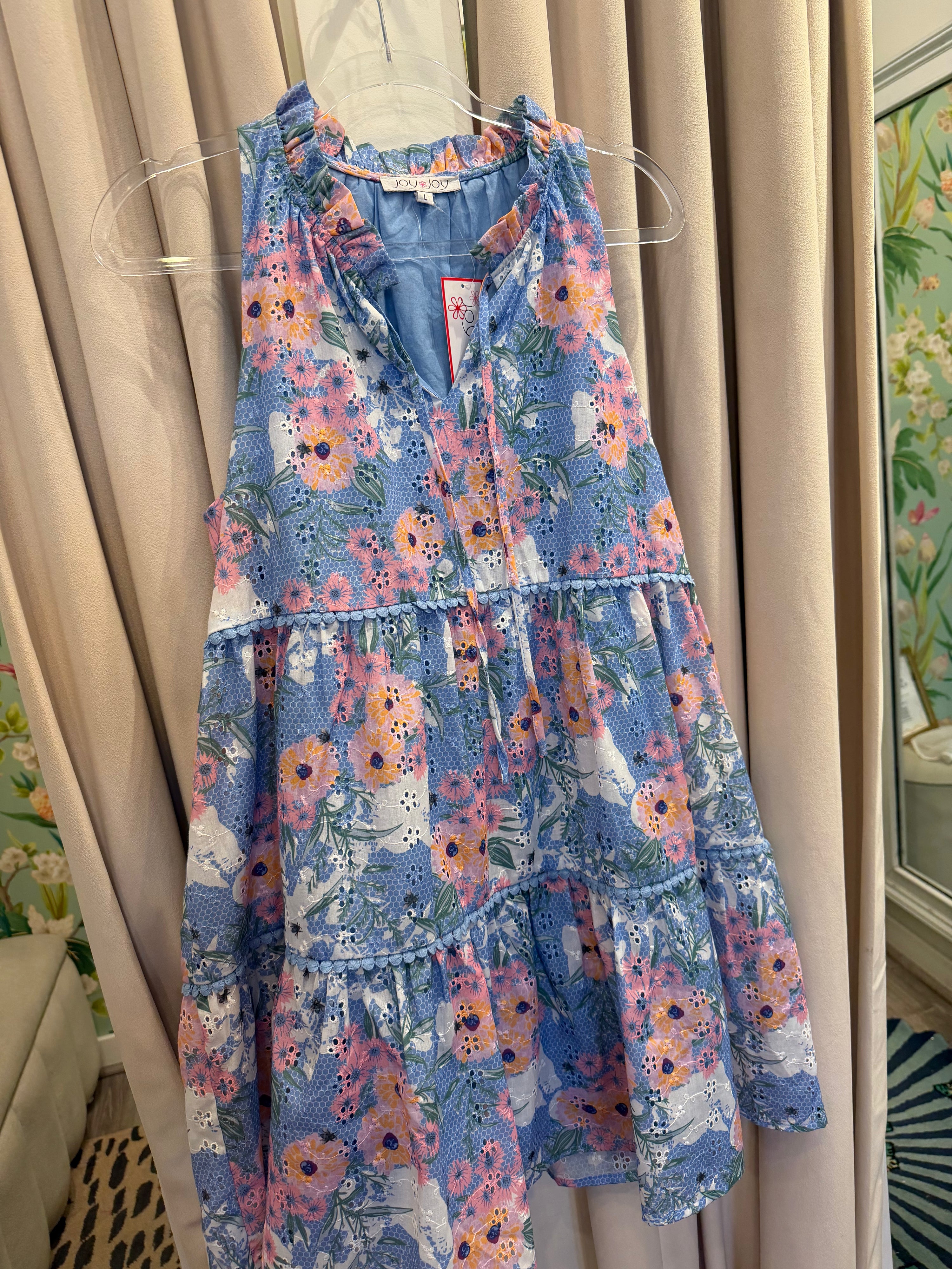 Trimmed Tiered Halter Dress in Floral Delight