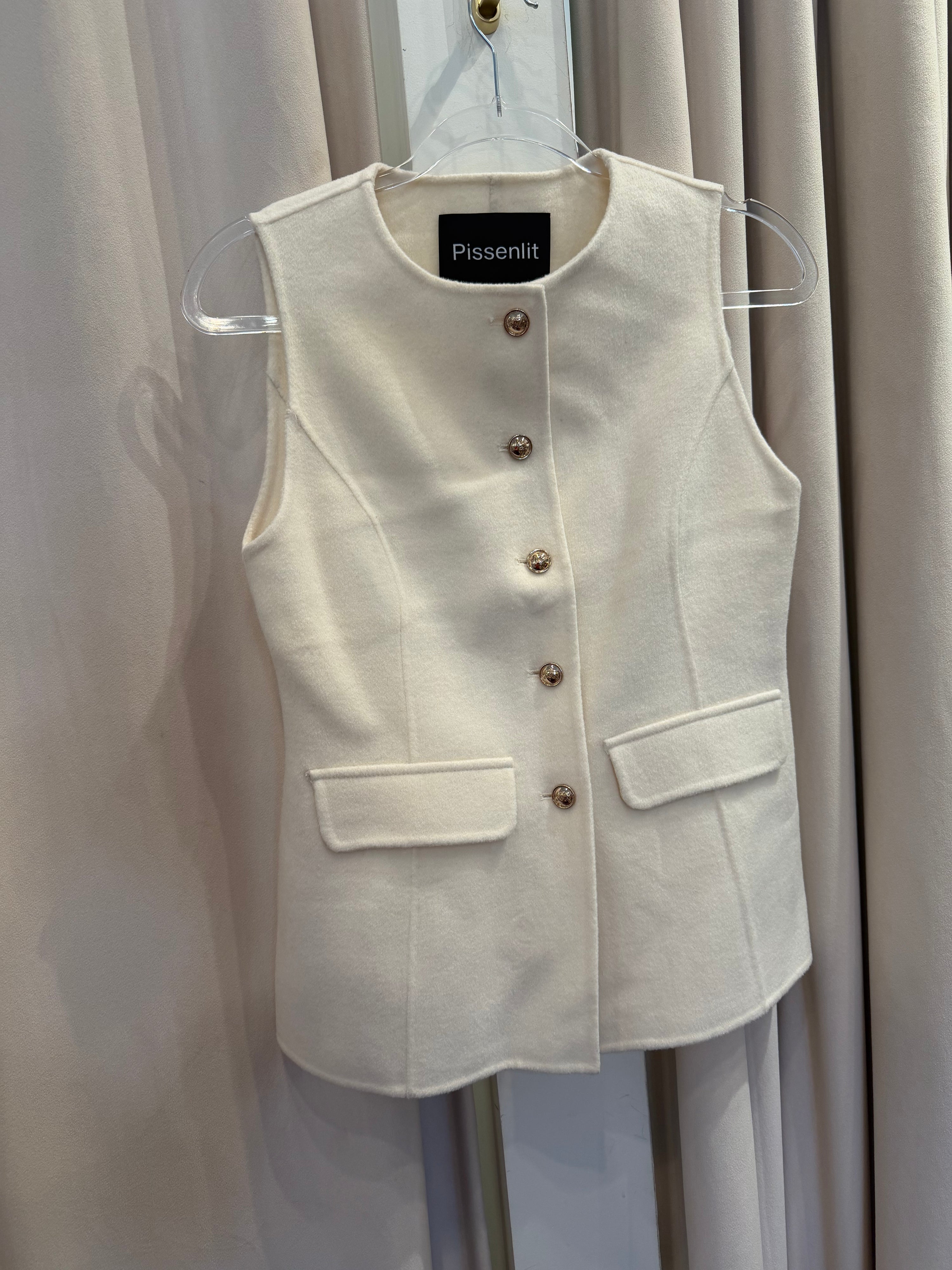 Tailored Gold Button Cashmere Vest