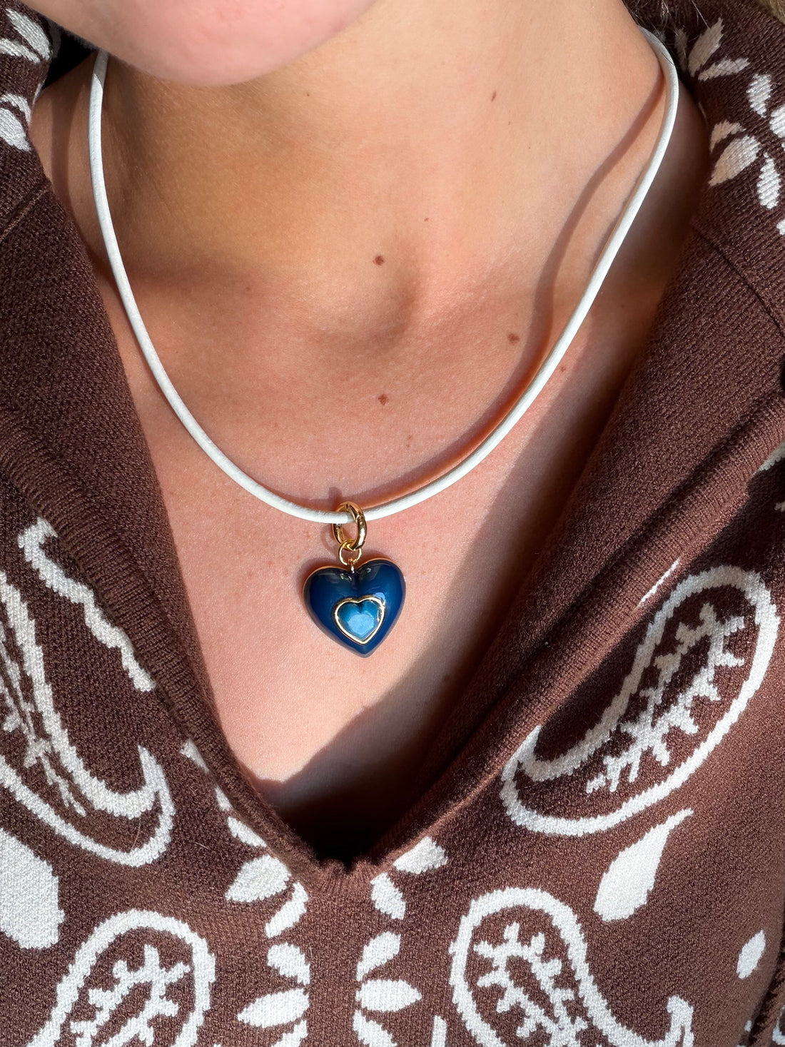 Aurora Pendant Necklace with Navy Heart