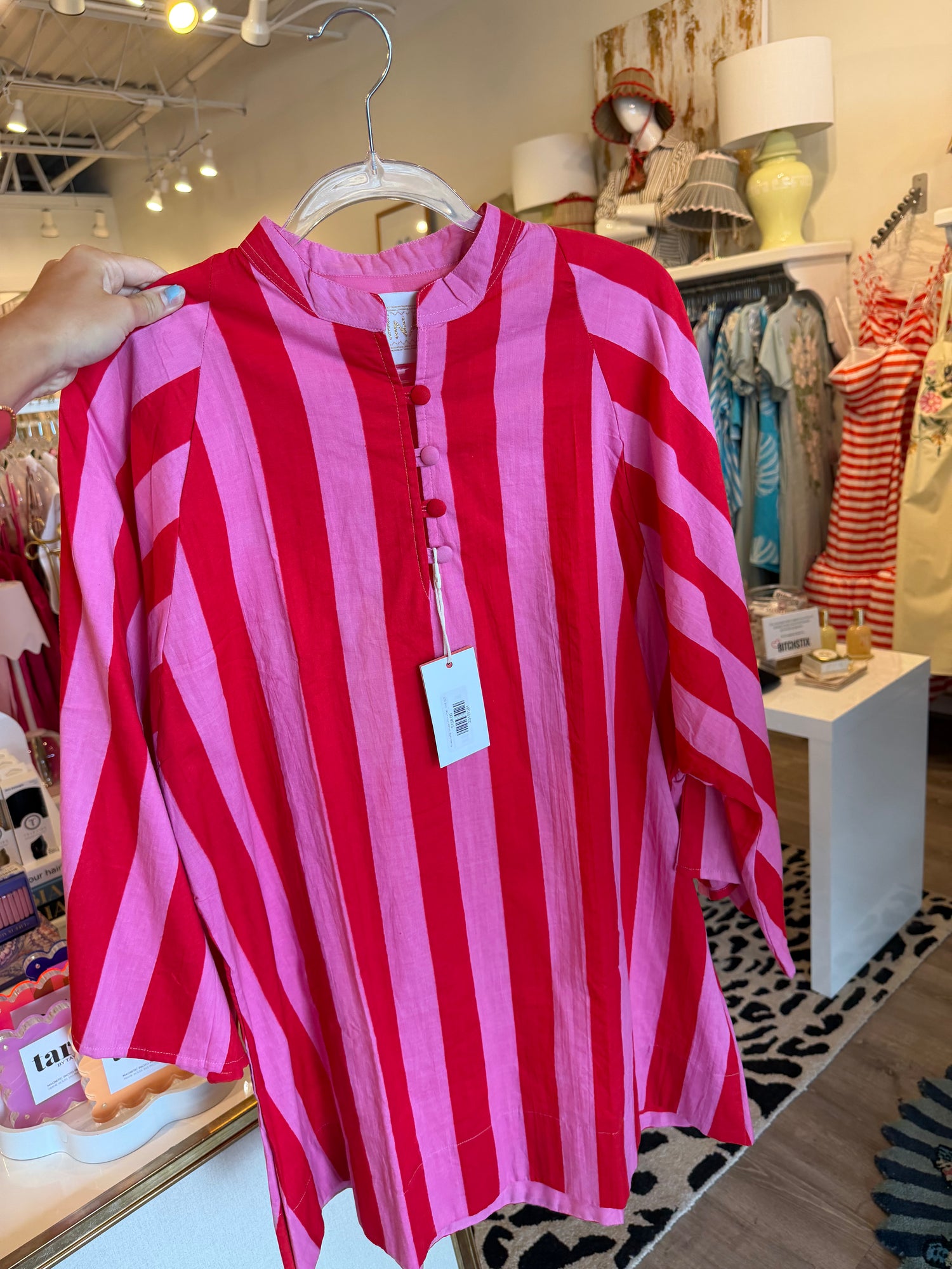 Riviera Caftan Stripes - Pink + Red - ONE SIZE