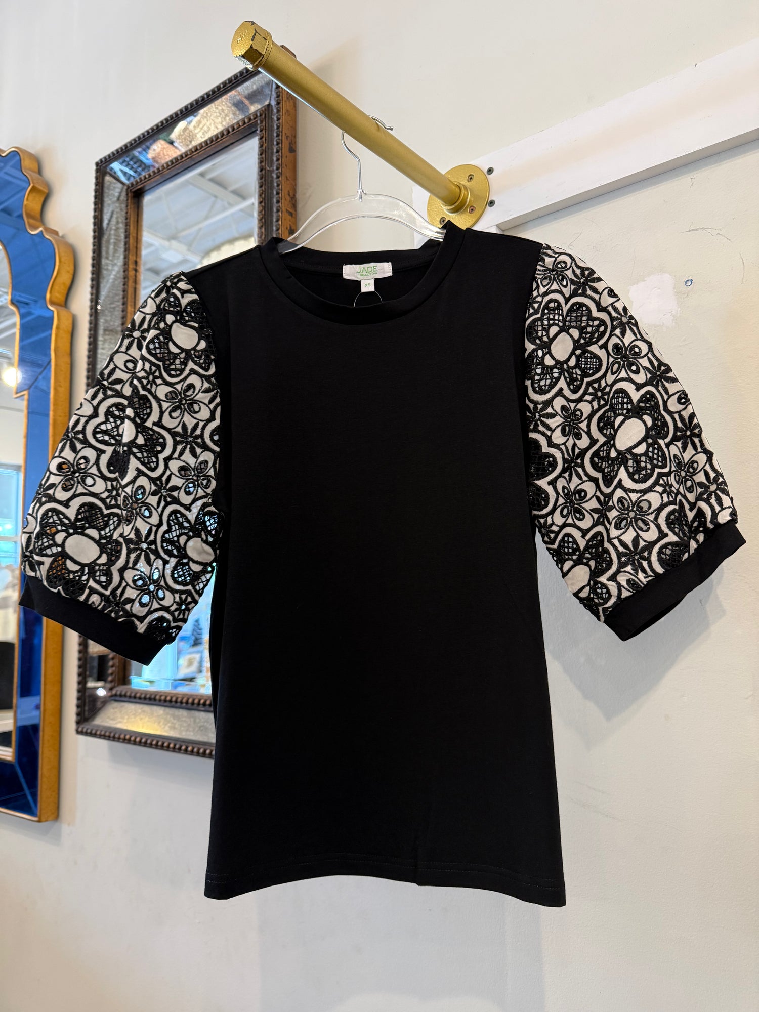 Laced Sleeve Pullover in Lace Magnolias
