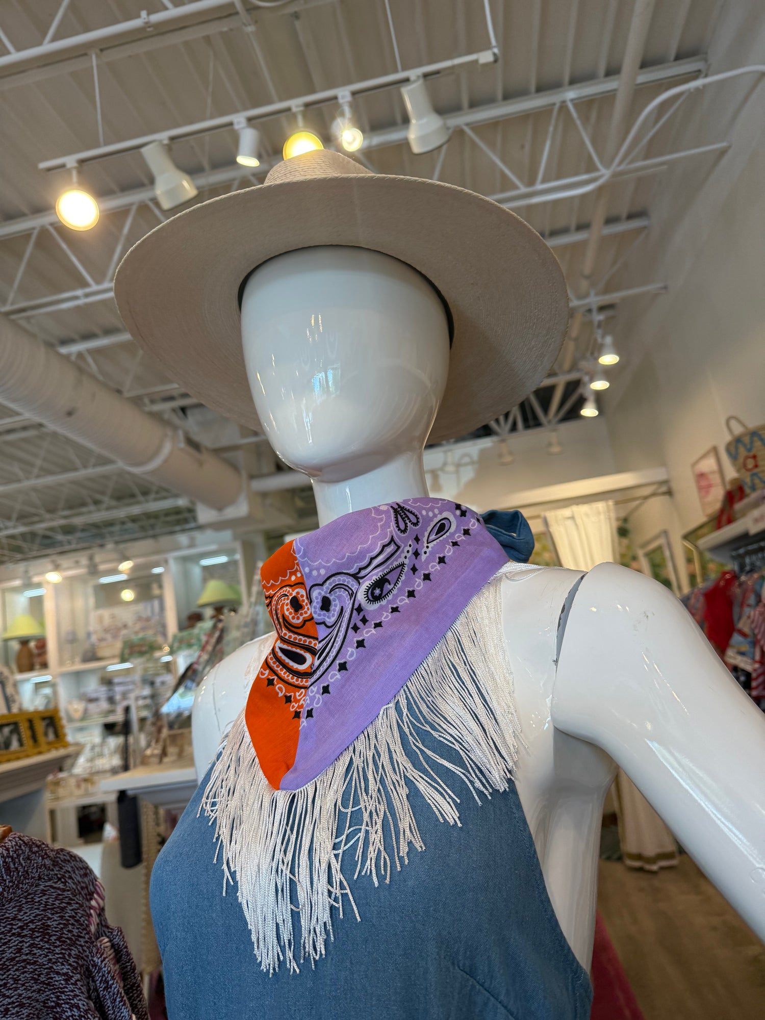 Handmade Custom Colorblocked Gameday Bandana w/ Fringe