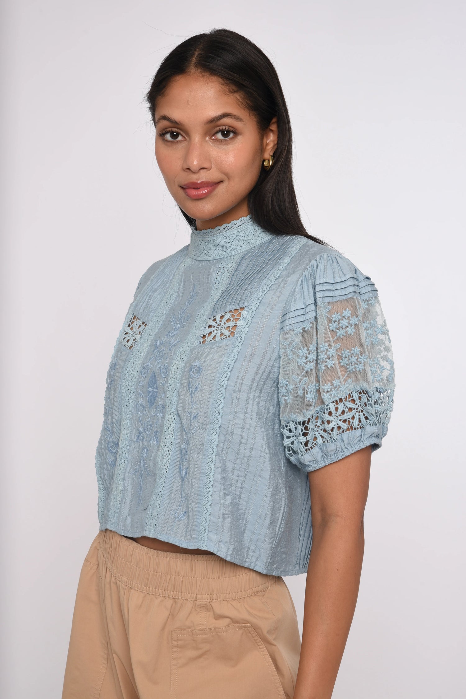 Sheila Top in Blue Bird Dobby