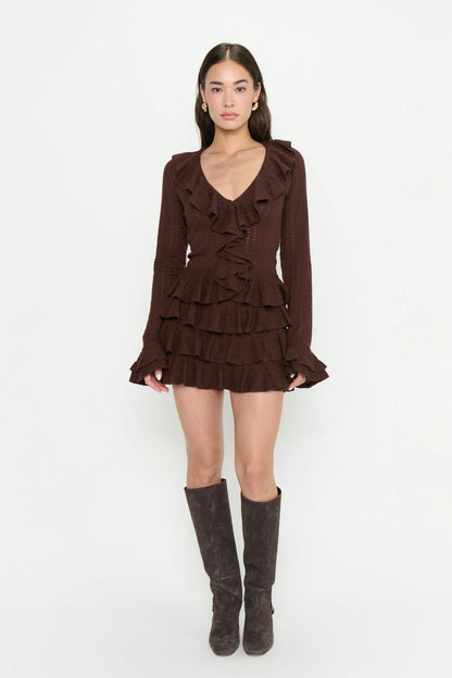 Marley Top in Brown Pointelle Knit