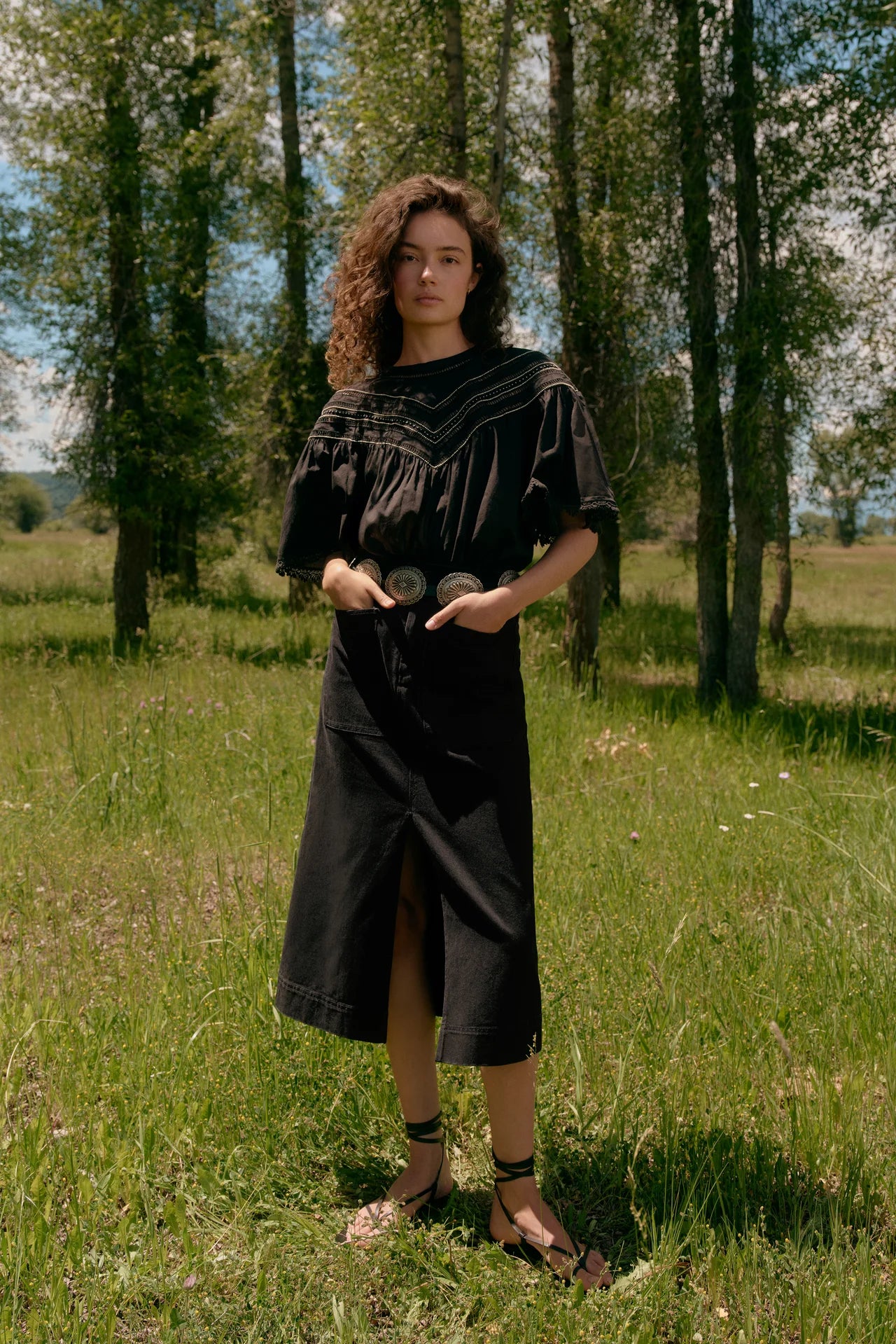 Leighton Denim Skirt in Pavement