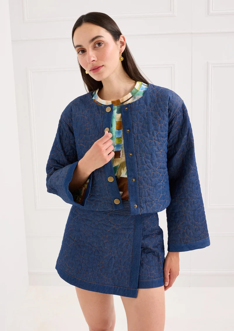 The Vera Skort in Quilted Denim