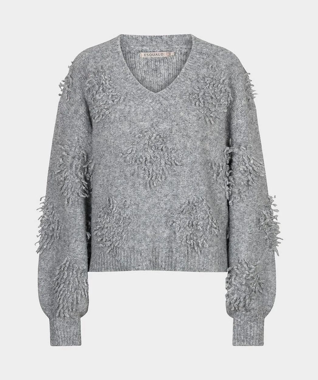 3D Fringe Sweater in Grey