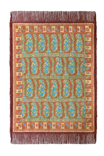 Oversized Scarf with Fringe in Amber Glen Brown - ONE SIZE