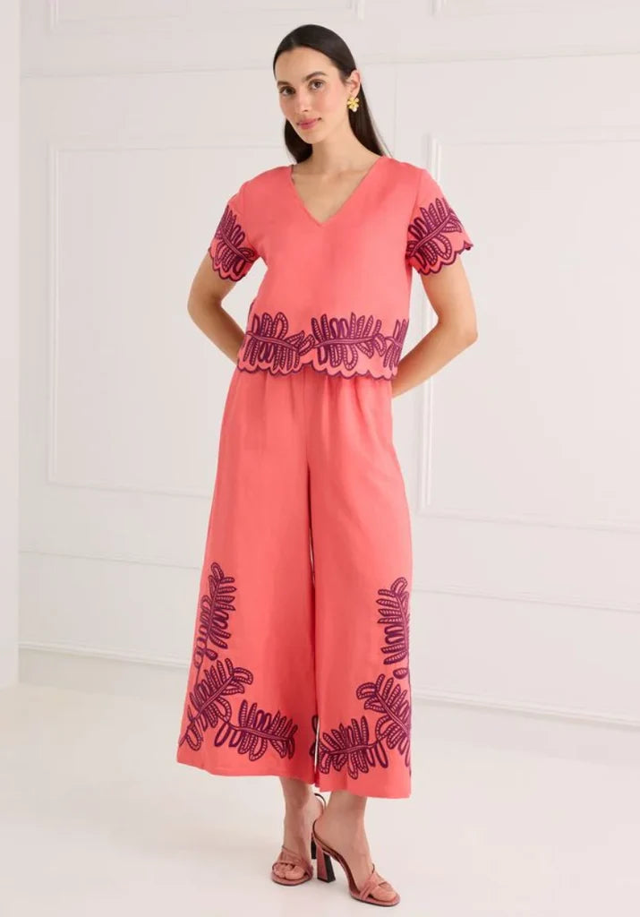 Gemma Pant in Coral Royal Palms