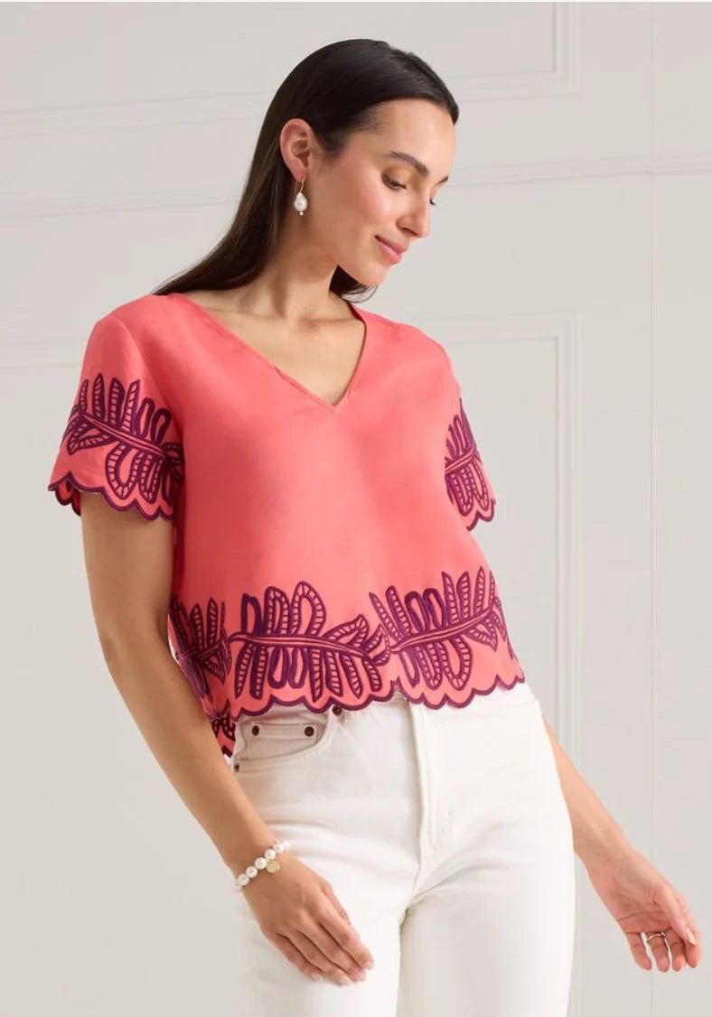 Lani Top in Coral Royal Palms