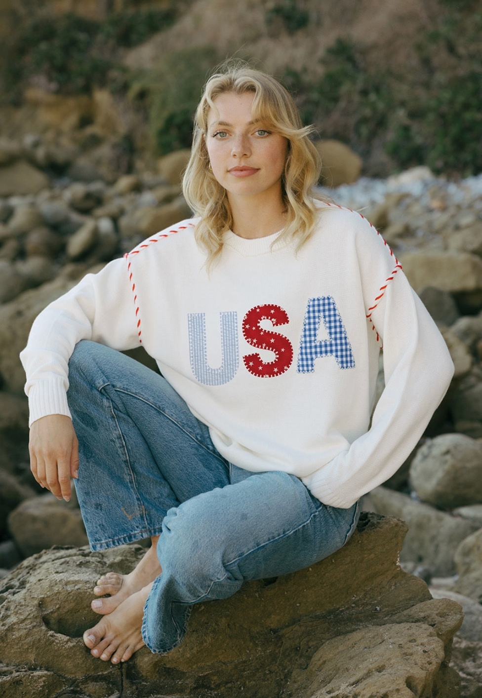 Riley Crew in USA Patchwork