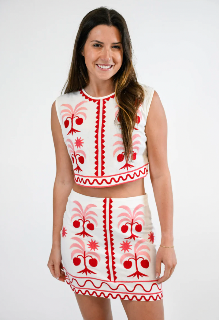 Maura Mini Skirt in Coral Grove