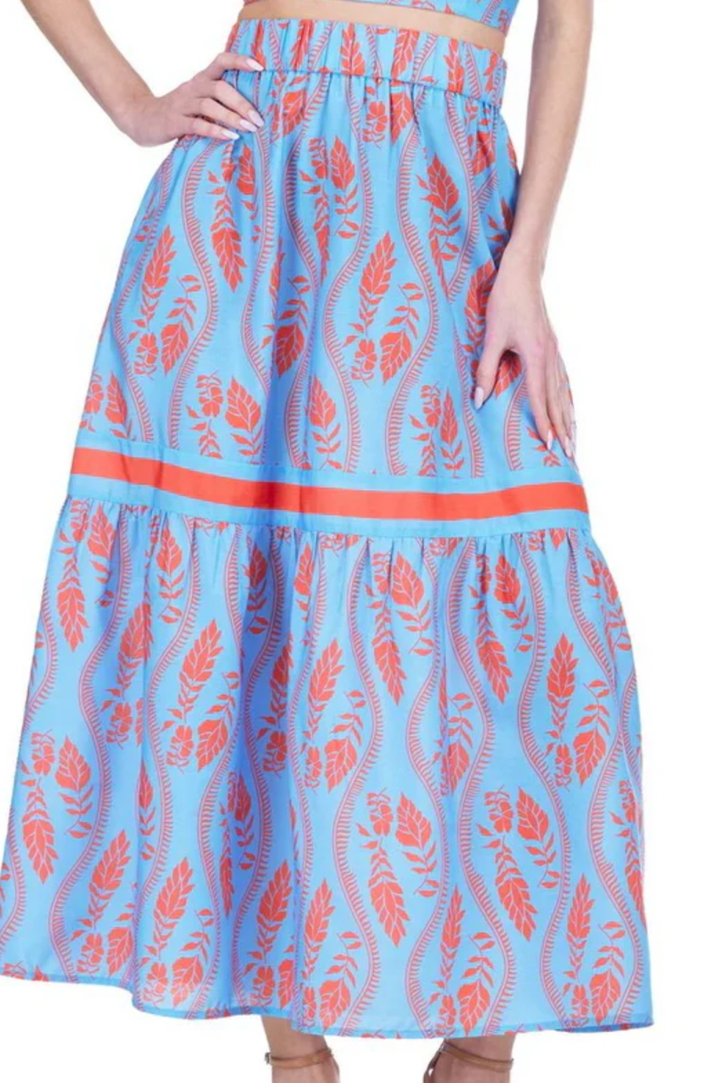 Tiered Skirt in Crimson Fern
