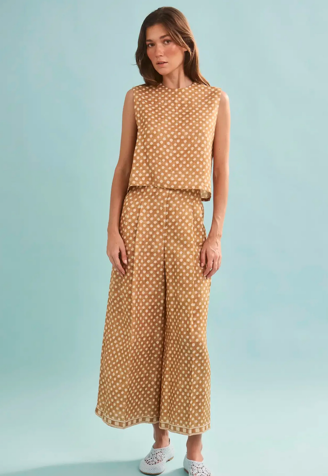 Cunningham Pant in Coconut Sand Dot