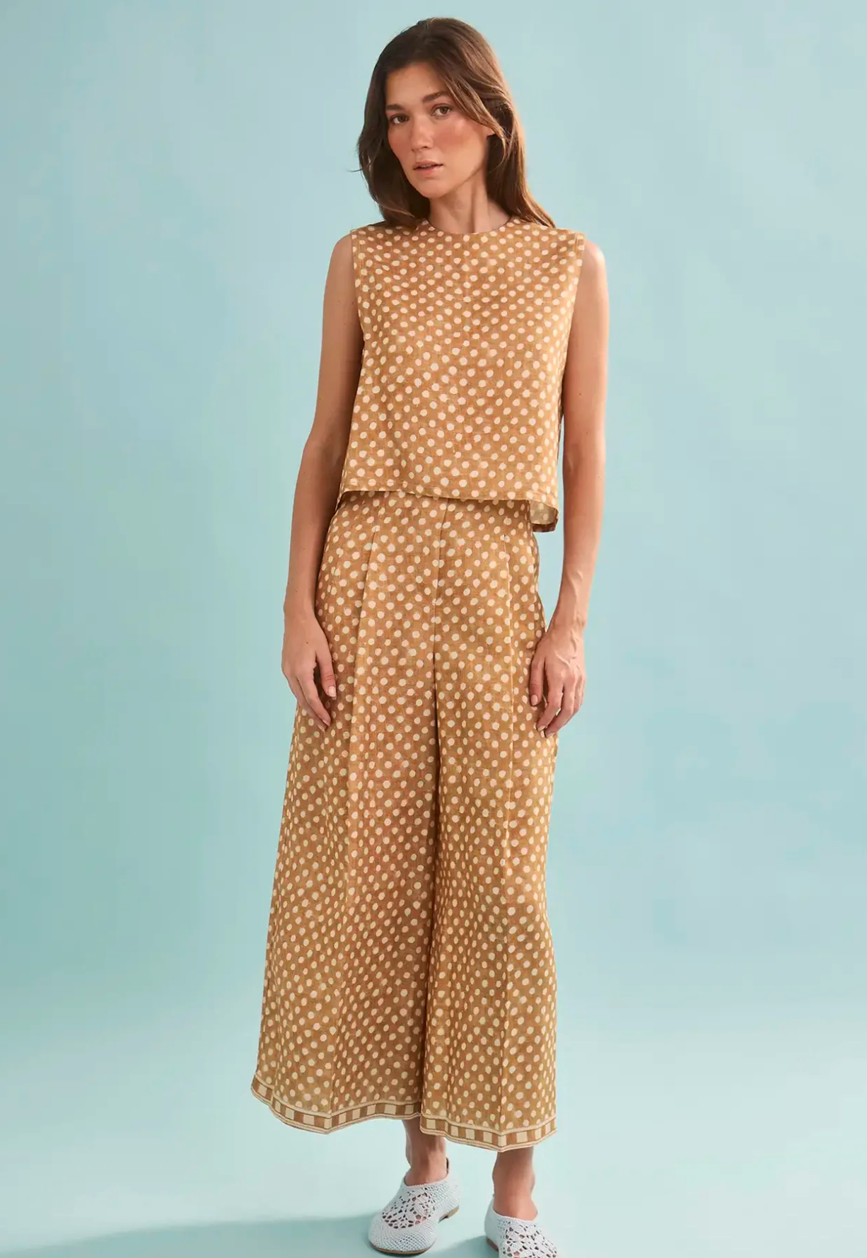 Cunningham Pant in Coconut Sand Dot