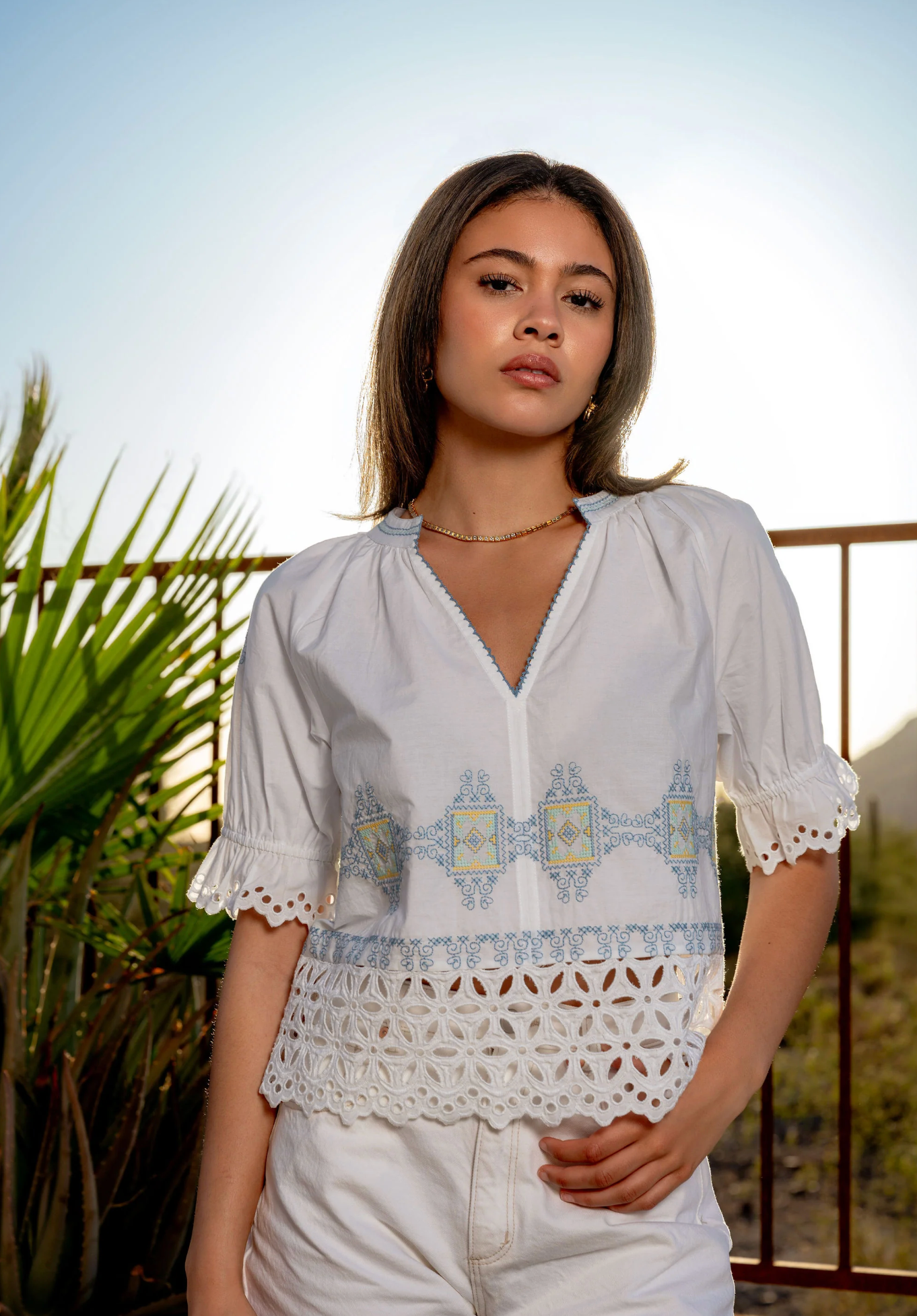 Poet Top in Lydian Embroidery