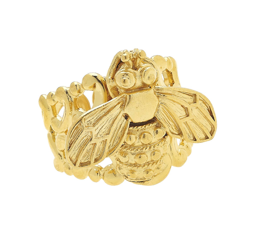 Handcast Gold Bee Adjustable Ring