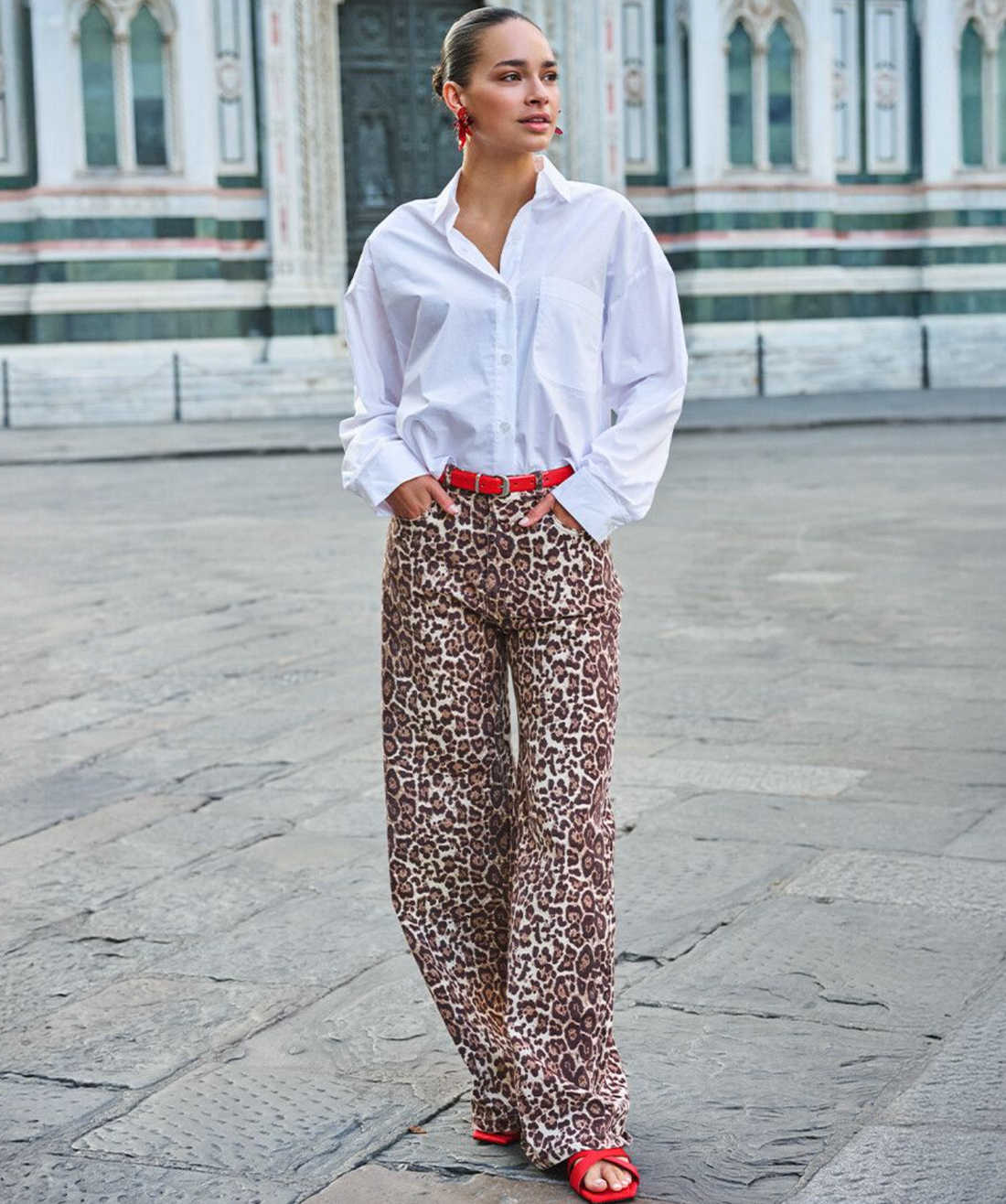 Denim Leopard Trousers