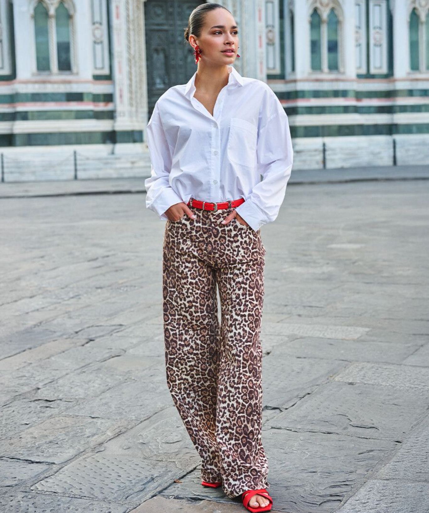 Denim Leopard Trousers