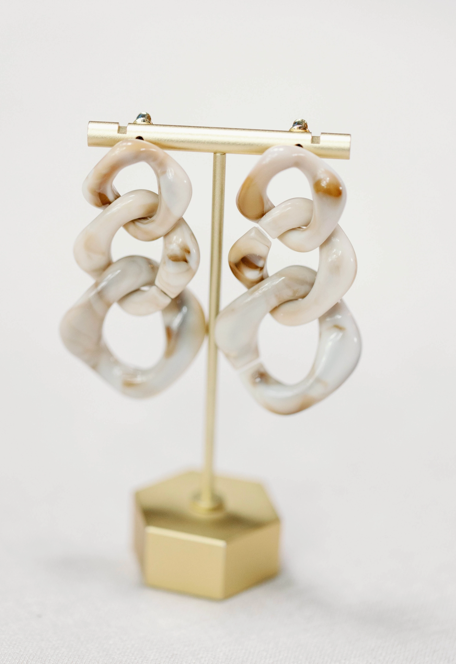 Cream Lucite Chain Statement Drop Earrings