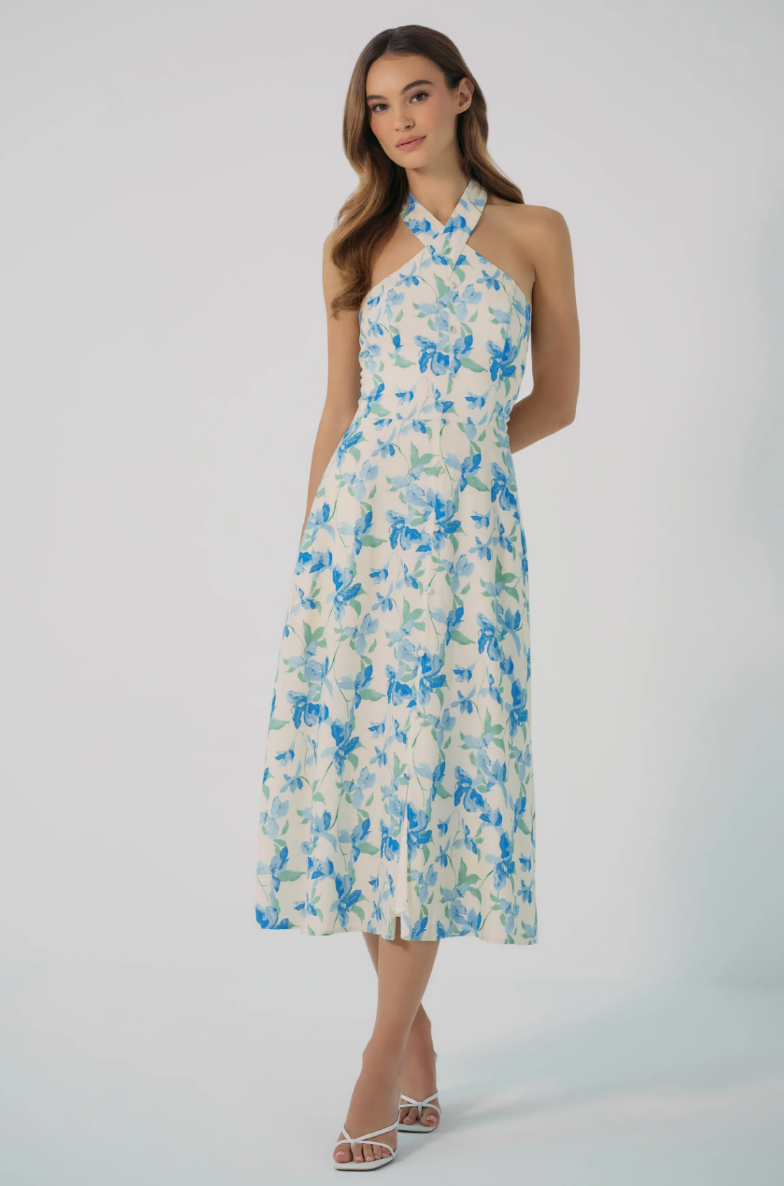 Wally Dress in Ivory / Sky