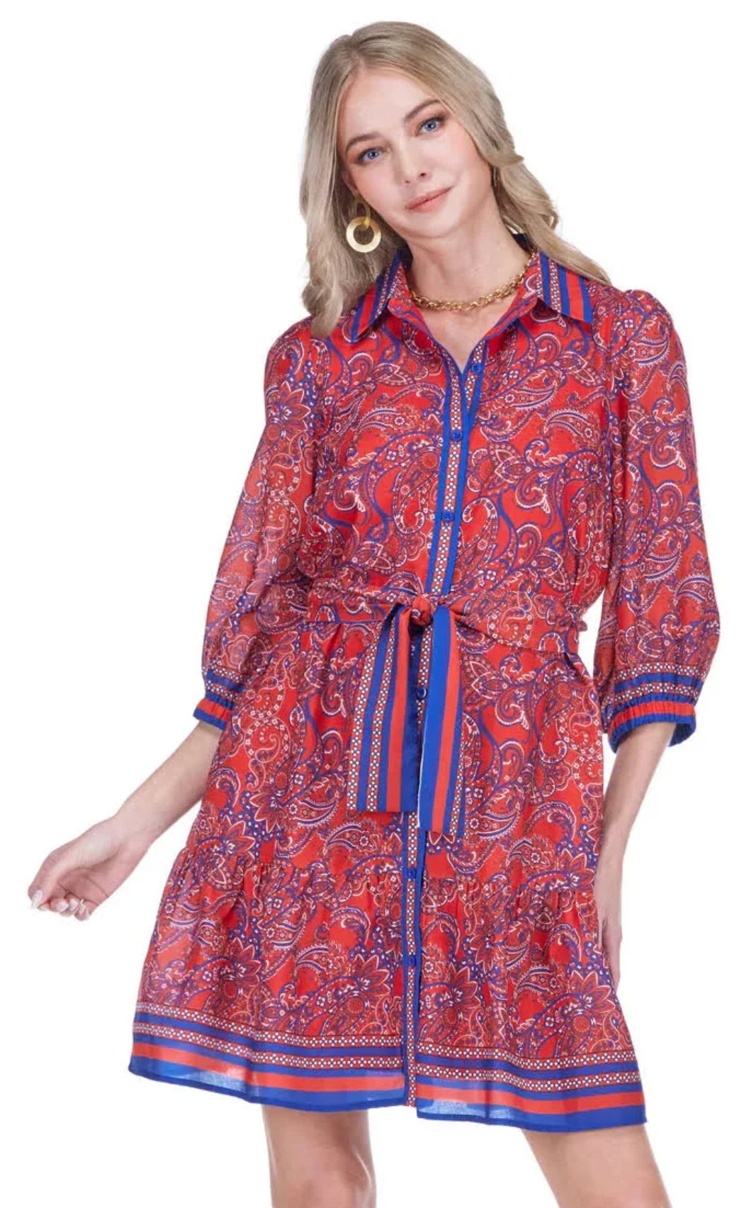 Ruffles Hem Shirt Dress