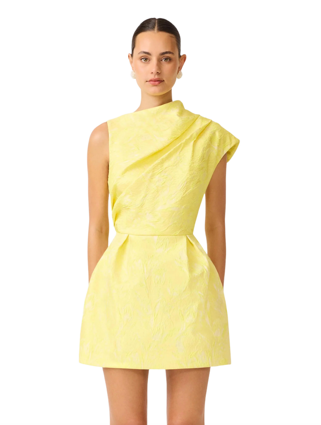 Luella Asymmetric Mini Dress in Yellow