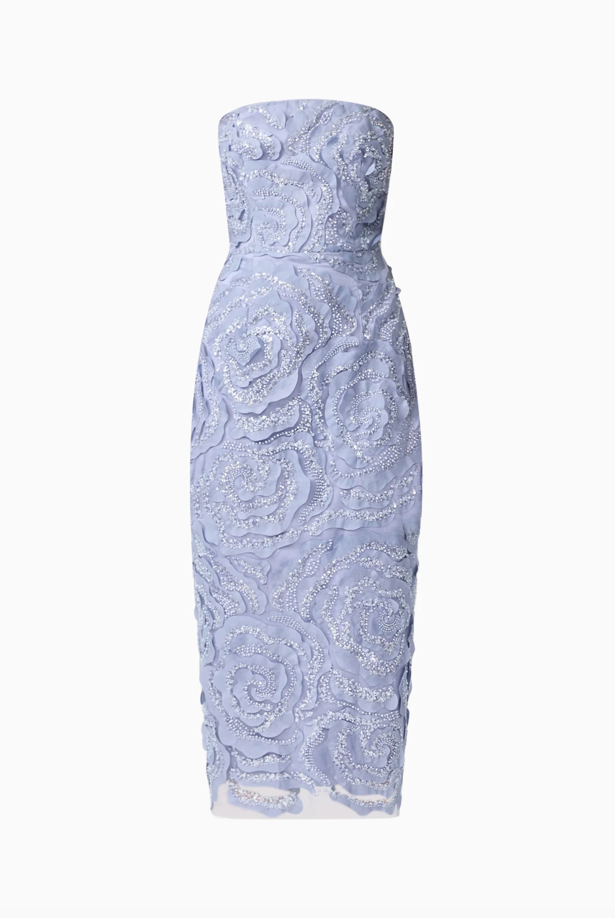 Elisa Strapless Midi Dress in Steel Blue
