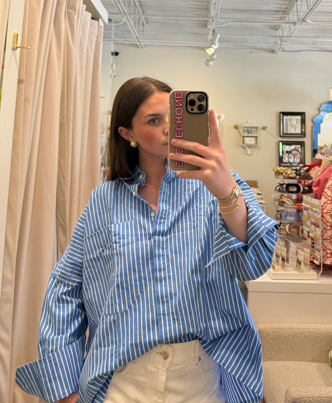 Printed Cate Shirt - One Size - Linen