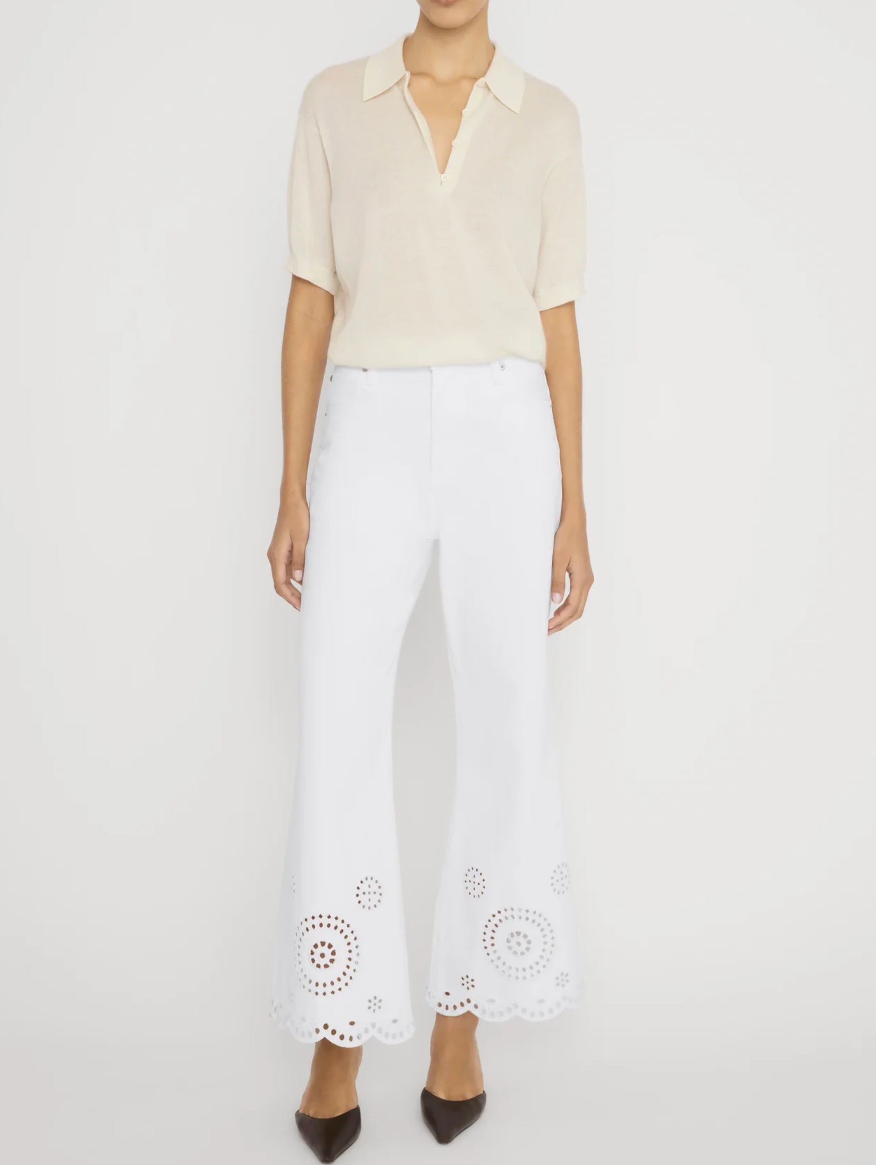 The Eyelet Wide Flare in White