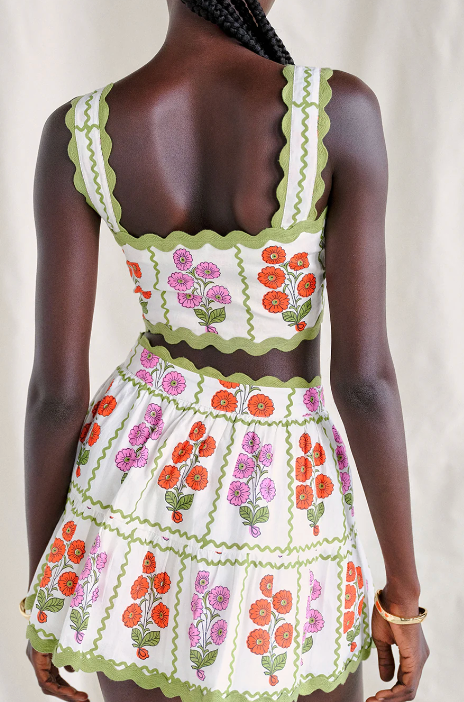 Silas Grid Block Print Mini Skirt Set