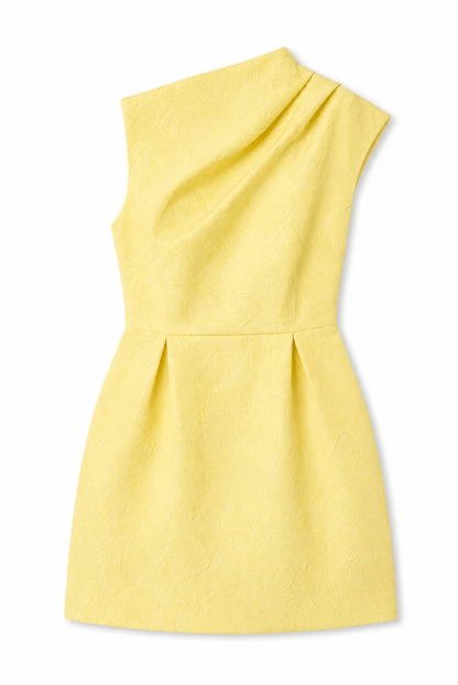 Luella Asymmetric Mini Dress in Yellow